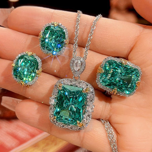 3 - Piece Emerald Cut Jewelry Set - Honto Fashion