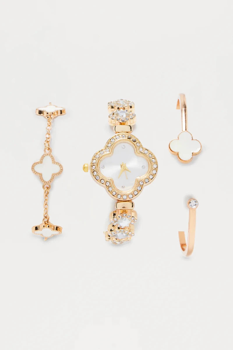3 - Piece Watch & Bracelet Set - Honto Fashion