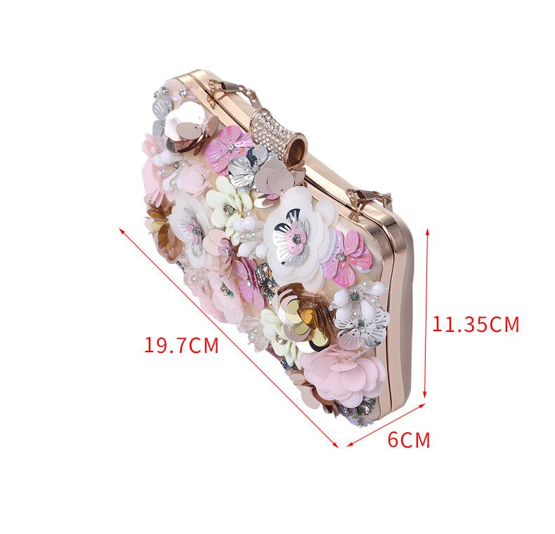 3D Floral Sequin Clutch - Honto Fashion