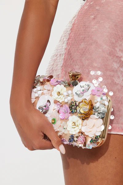 3D Floral Sequin Clutch - Honto Fashion