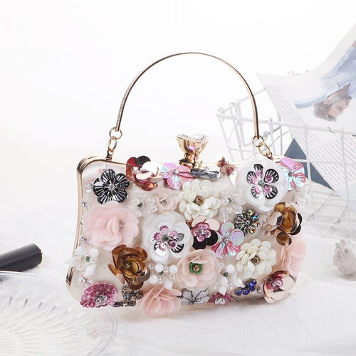 3D Floral Sequin Clutch - Honto Fashion