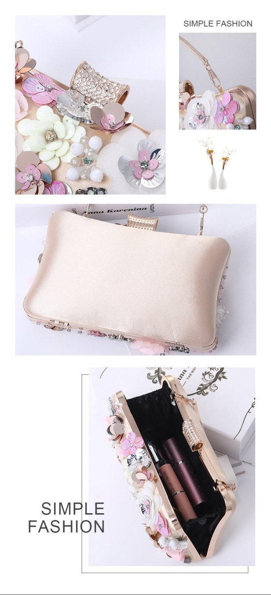 3D Floral Sequin Clutch - Honto Fashion