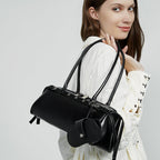 Belted Leather Baguette Bag