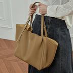 Leather Tote Bag with Pouch