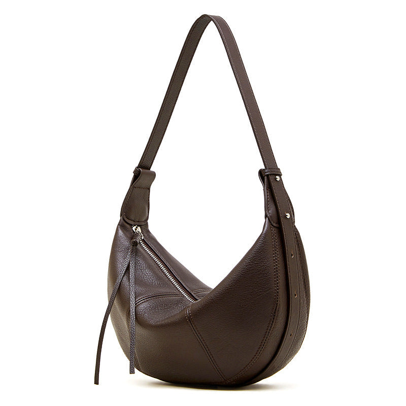 Leather Croissant Shoulder Bag
