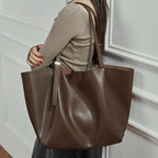 Leather Tote Bag with Pouch