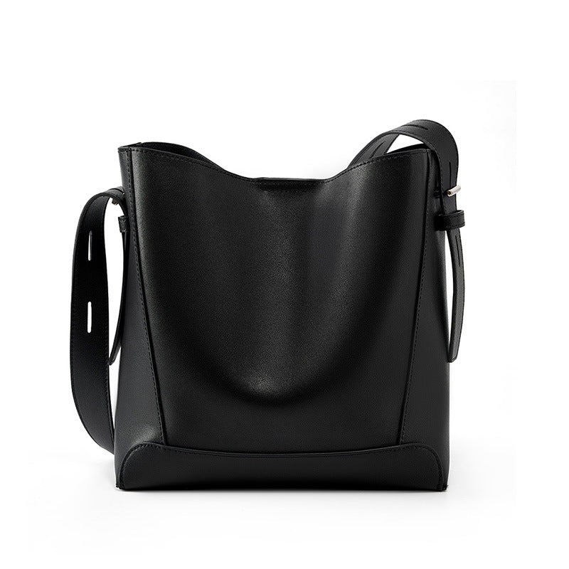 Leather Commuter Bucket Bag