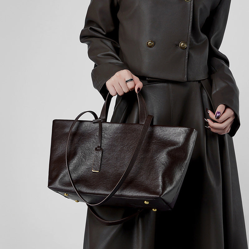 Soft Leather Tote Shoulder Bag