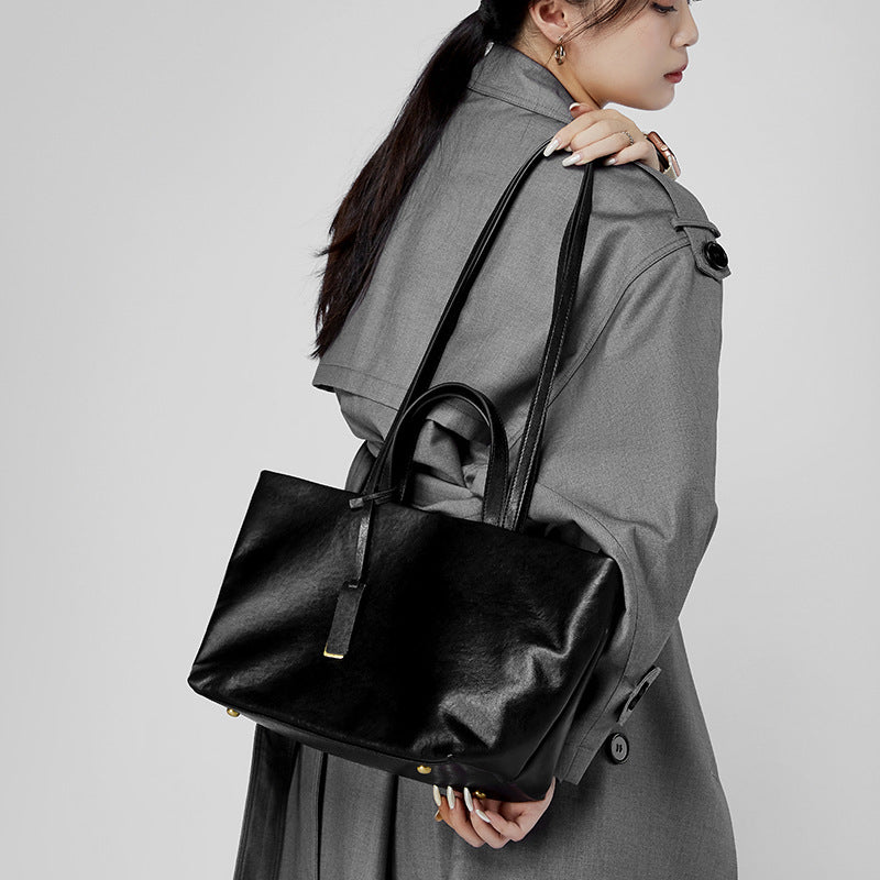 Soft Leather Tote Shoulder Bag