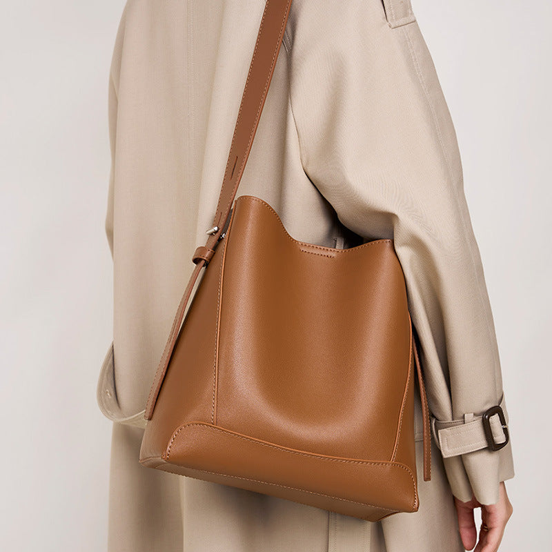 Leather Commuter Bucket Bag