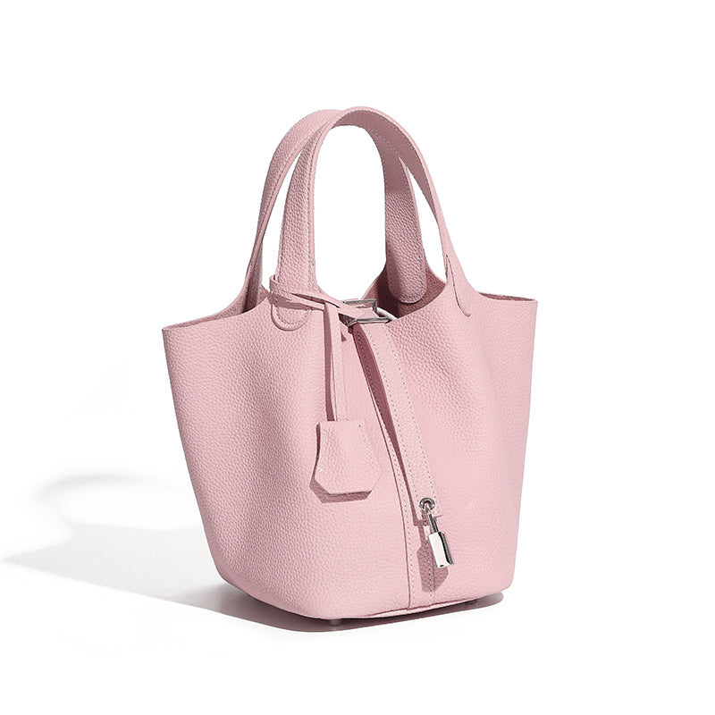 Pebbled Leather Basket Bag