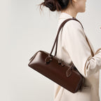 Long Leather Baguette Shoulder Bag