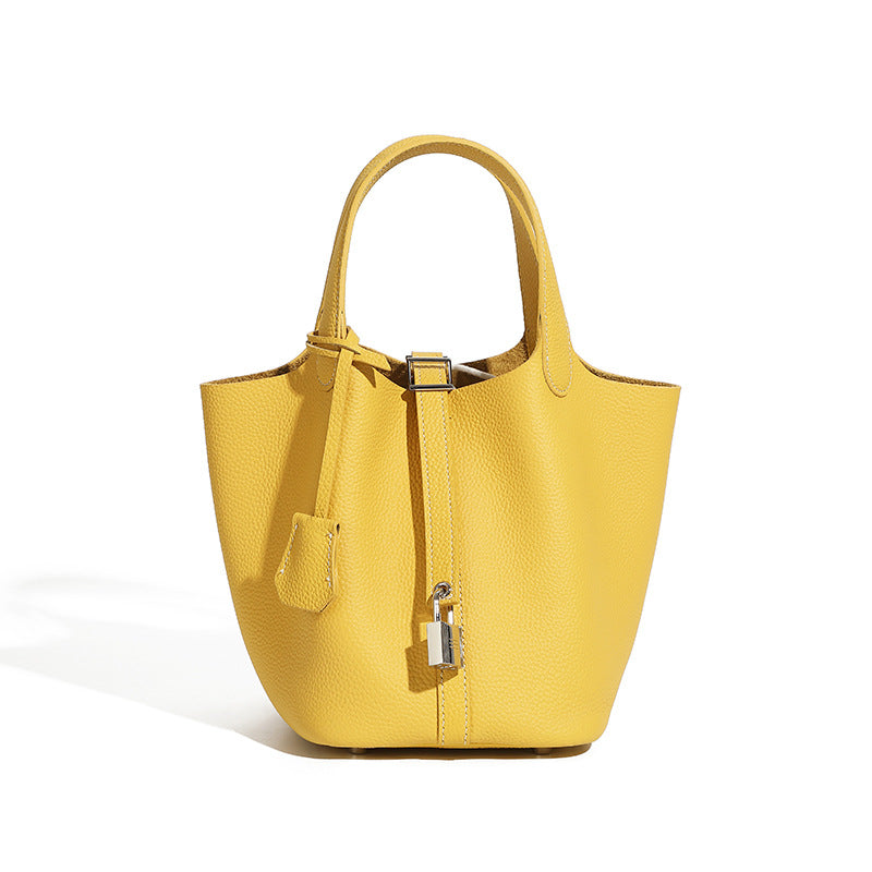 Pebbled Leather Basket Bag