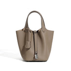 Pebbled Leather Basket Bag