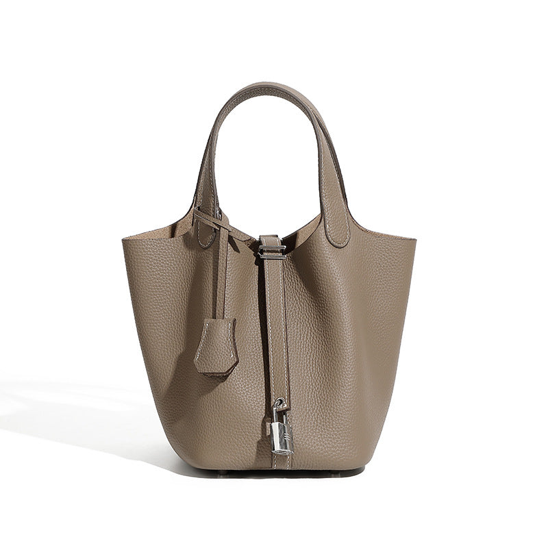 Pebbled Leather Basket Bag