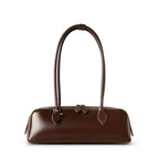 Long Leather Baguette Shoulder Bag