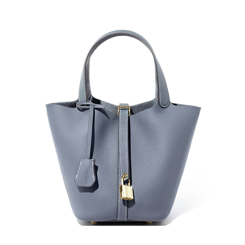 Leather Basket Bucket Bag