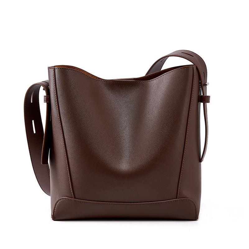 Leather Commuter Bucket Bag