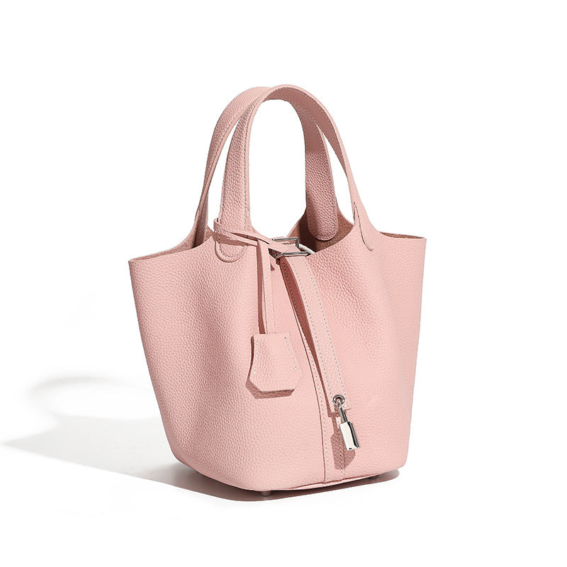 Leather Basket Bucket Bag