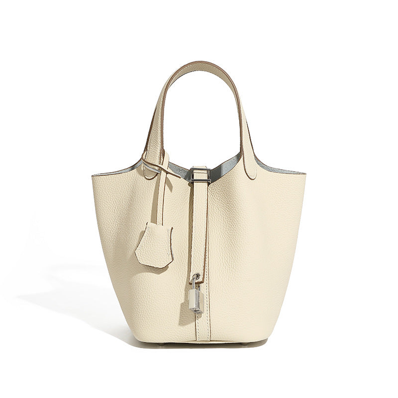 Pebbled Leather Basket Bag