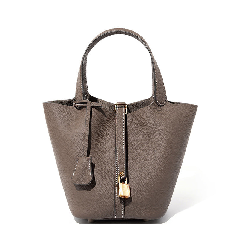 Leather Basket Bucket Bag