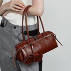 Belted Leather Baguette Bag