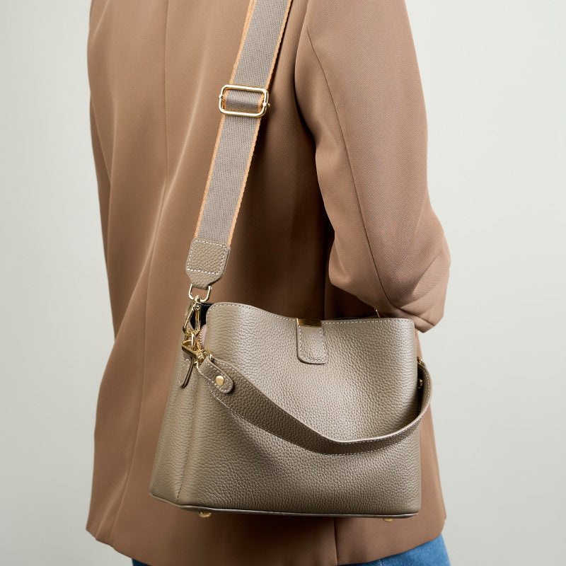 Leather Bucket Crossbody Bag
