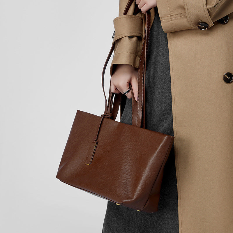 Soft Leather Tote Shoulder Bag