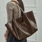 Leather Tote Bag with Pouch