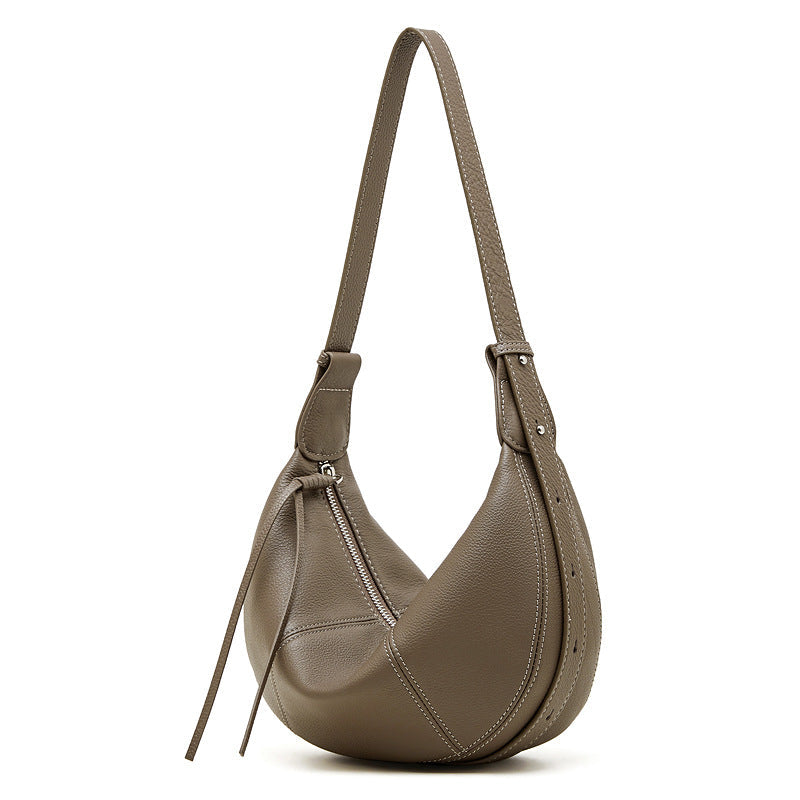 Leather Croissant Shoulder Bag