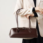Long Leather Baguette Shoulder Bag