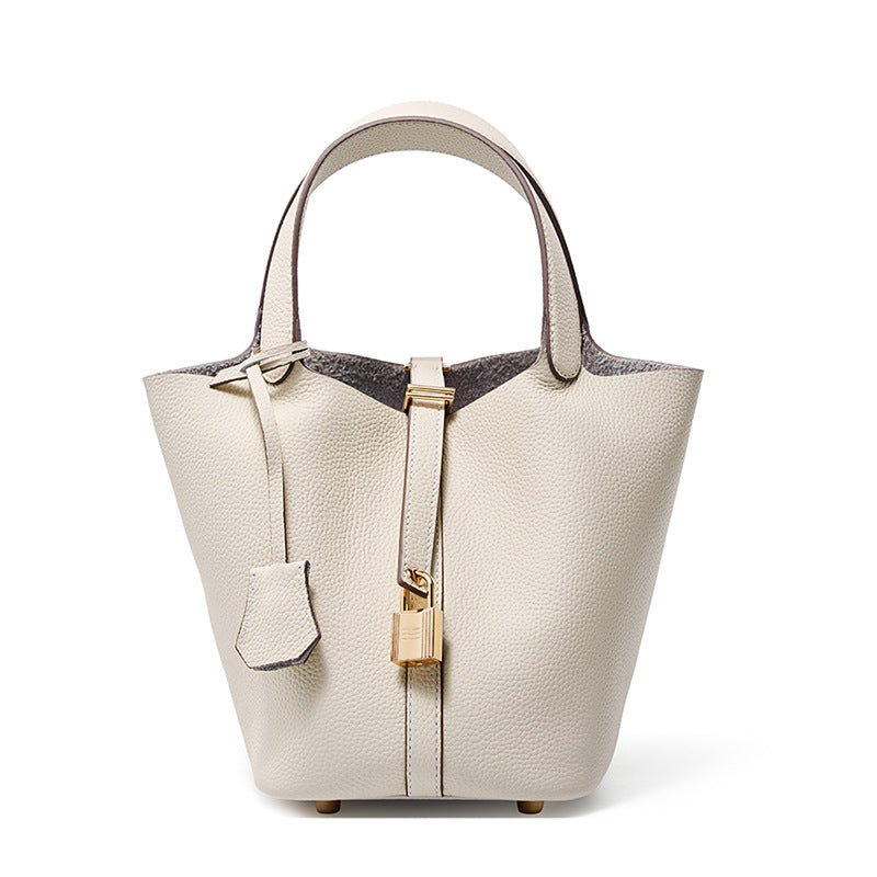 Leather Basket Bucket Bag