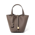 Leather Basket Bucket Bag