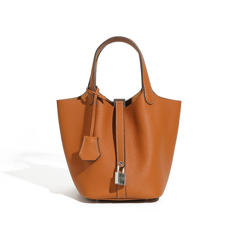 Pebbled Leather Basket Bag