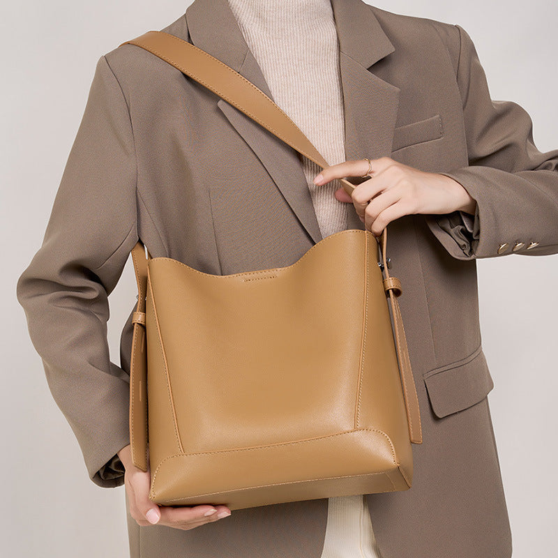 Leather Commuter Bucket Bag