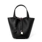 Leather Basket Bucket Bag
