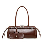 Belted Leather Baguette Bag