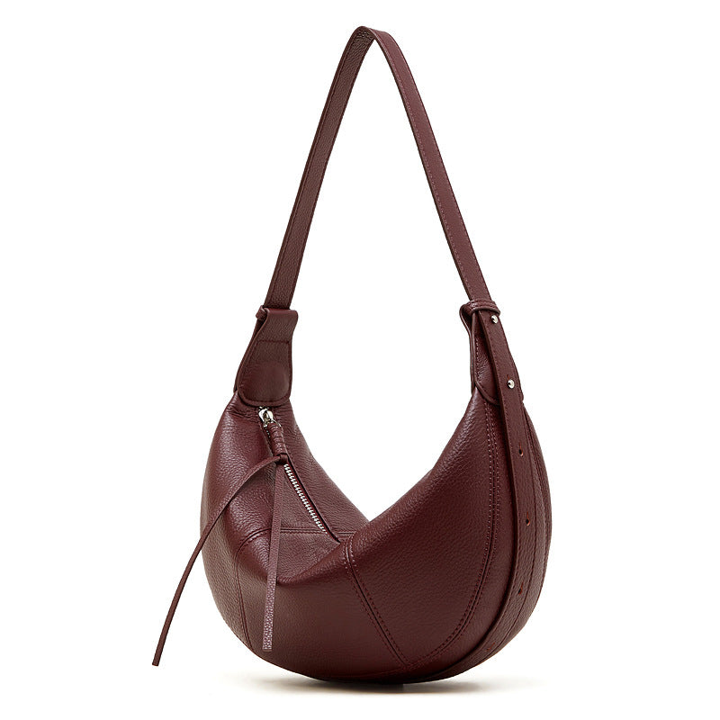 Leather Croissant Shoulder Bag
