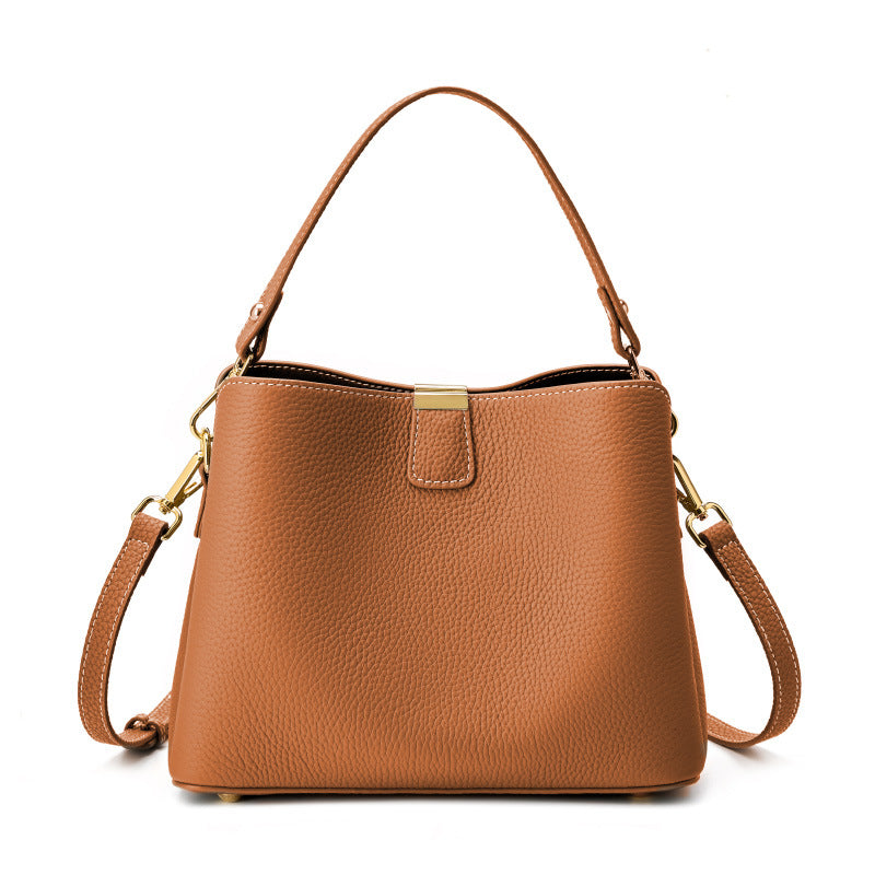 Leather Bucket Crossbody Bag