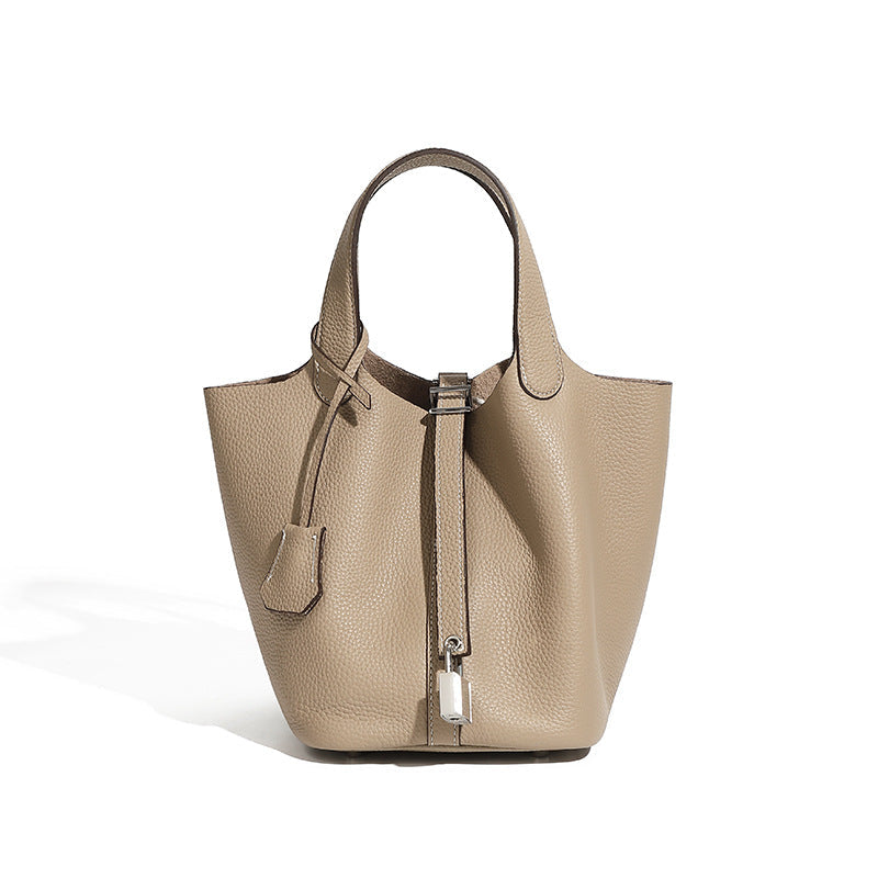 Pebbled Leather Basket Bag
