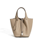 Pebbled Leather Basket Bag