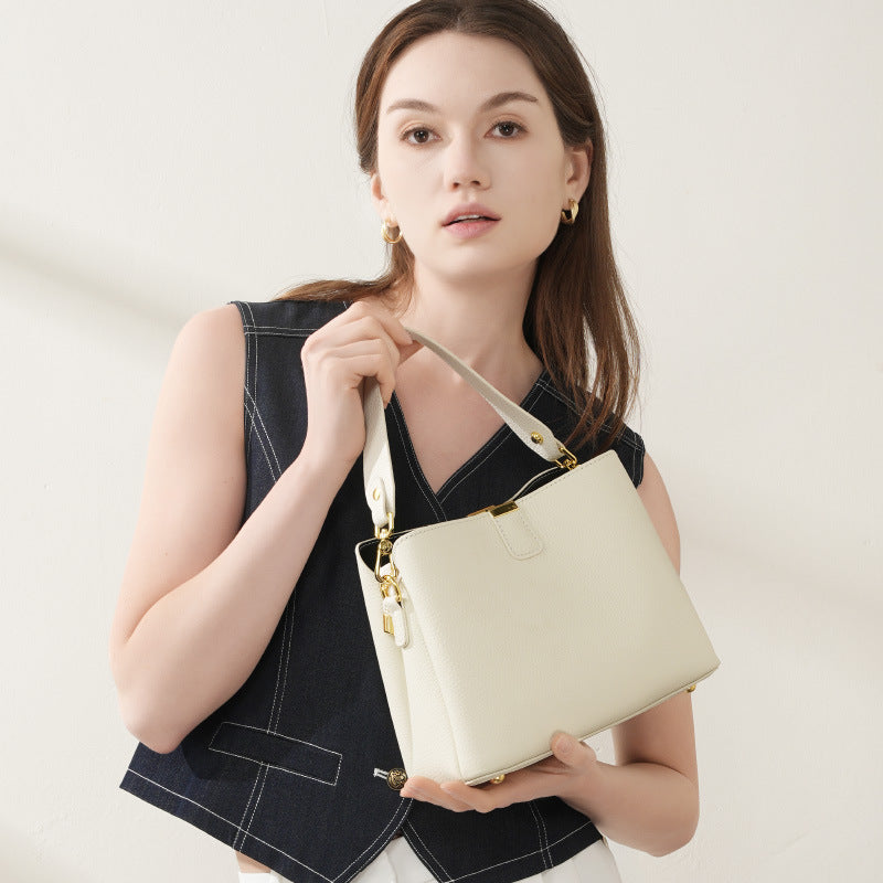 Leather Bucket Crossbody Bag