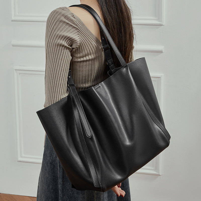 Leather Tote Bag with Pouch
