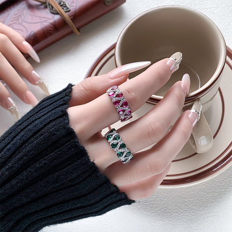 Adjustable Crystal Statement Ring - Honto Fashion