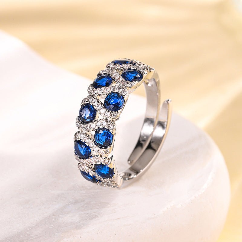 Adjustable Crystal Statement Ring - Honto Fashion