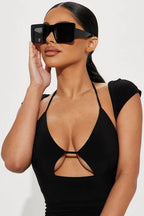 Block Frame Square Sunglasses - Honto Fashion