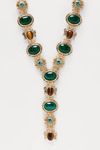 Earthline Jeweled Lariat Necklace - Gold - Honto Fashion