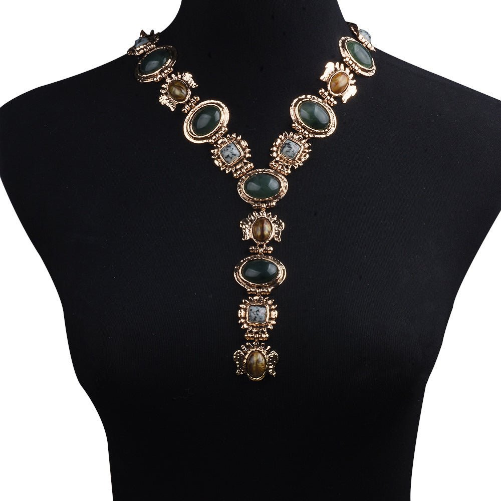 Earthline Jeweled Lariat Necklace - Gold - Honto Fashion