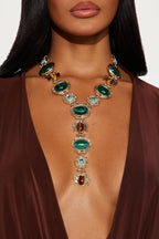 Earthline Jeweled Lariat Necklace - Gold - Honto Fashion