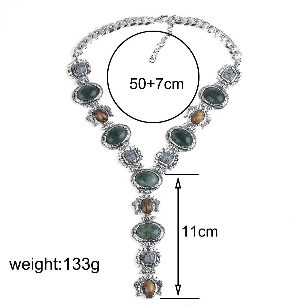 Earthline Jeweled Lariat Necklace - Gold - Honto Fashion